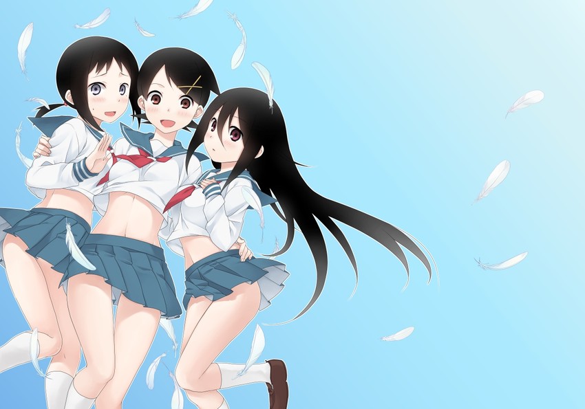 fuura kafuka, komori kiri, and kaga ai (sayonara zetsubou sensei) drawn by ekra