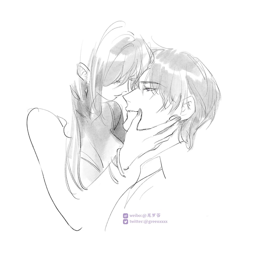 protagonist and charlie su (light and night love) drawn by greenchou