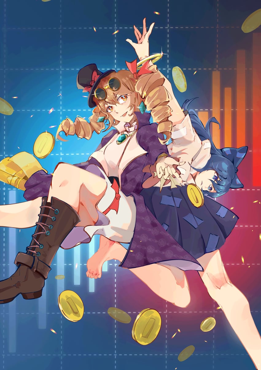 yorigami shion and yorigami jo'on (touhou) drawn by ooz