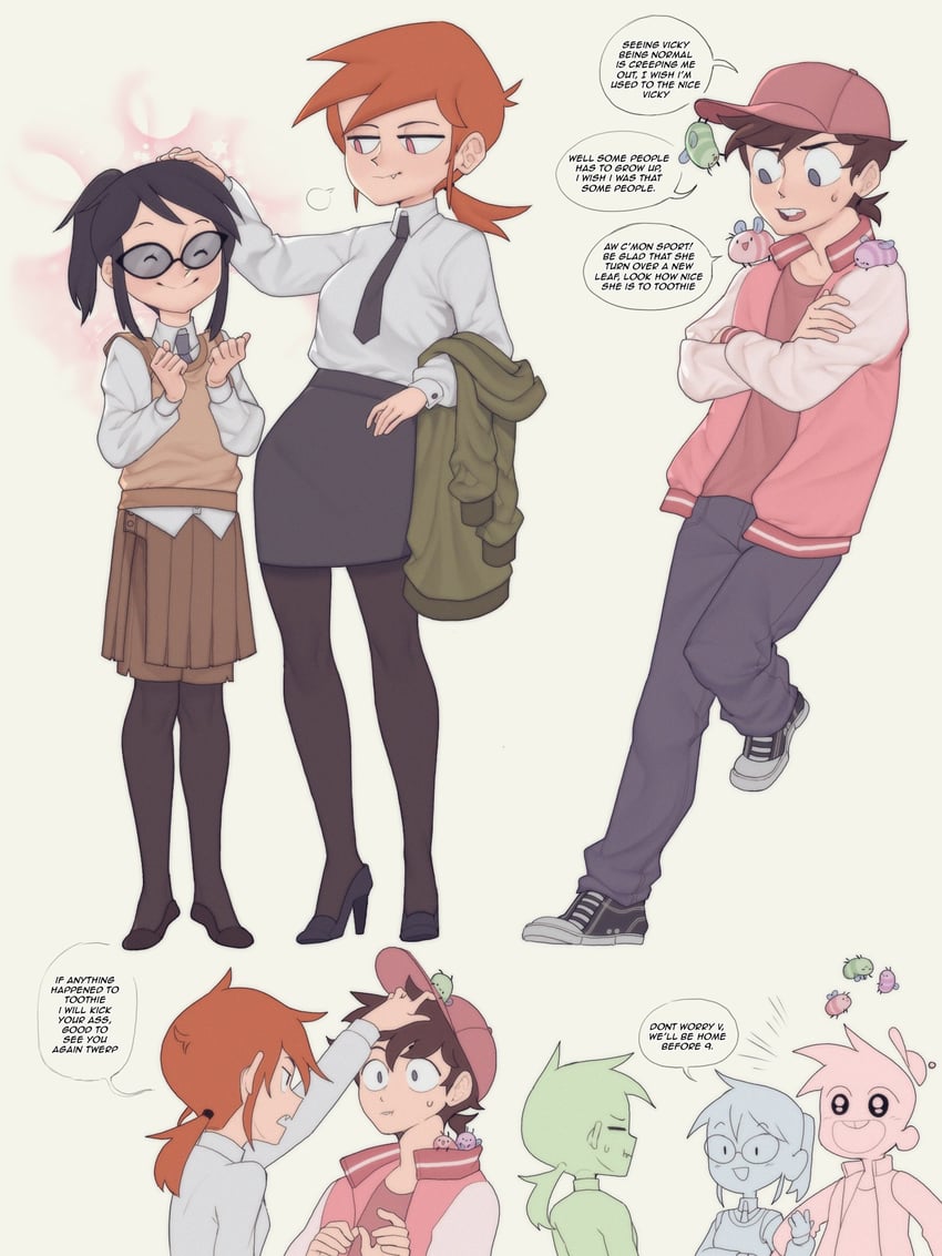 vicky, timmy turner, wanda, cosmo, peri, and 2 more (the fairly oddparents) drawn by mrfishcorpse