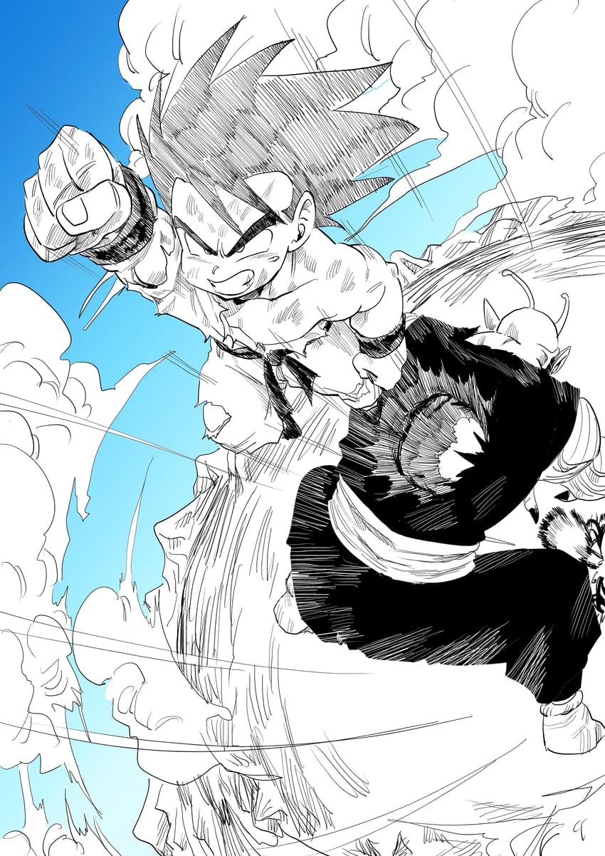 son goku and piccolo daimaou (dragon ball) drawn by nishitakuart