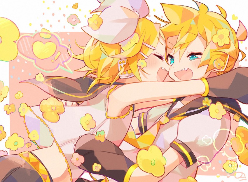 kagamine rin and kagamine len (vocaloid) drawn by nokodaru_marin