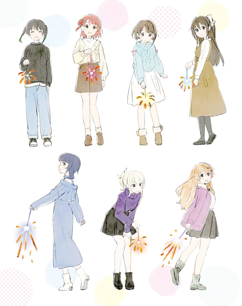 uehara ayumu, takasaki yu, osaka shizuku, nakasu kasumi, miyashita ai, and 2 more (love live! and 1 more) drawn by mebachi