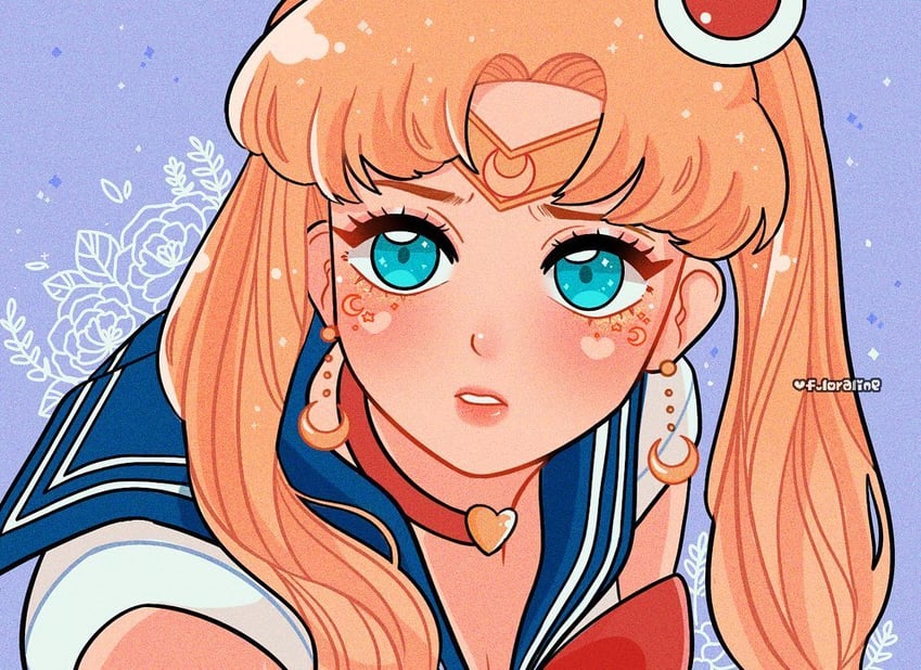 tsukino usagi and sailor moon (bishoujo senshi sailor moon) drawn by f.loraline
