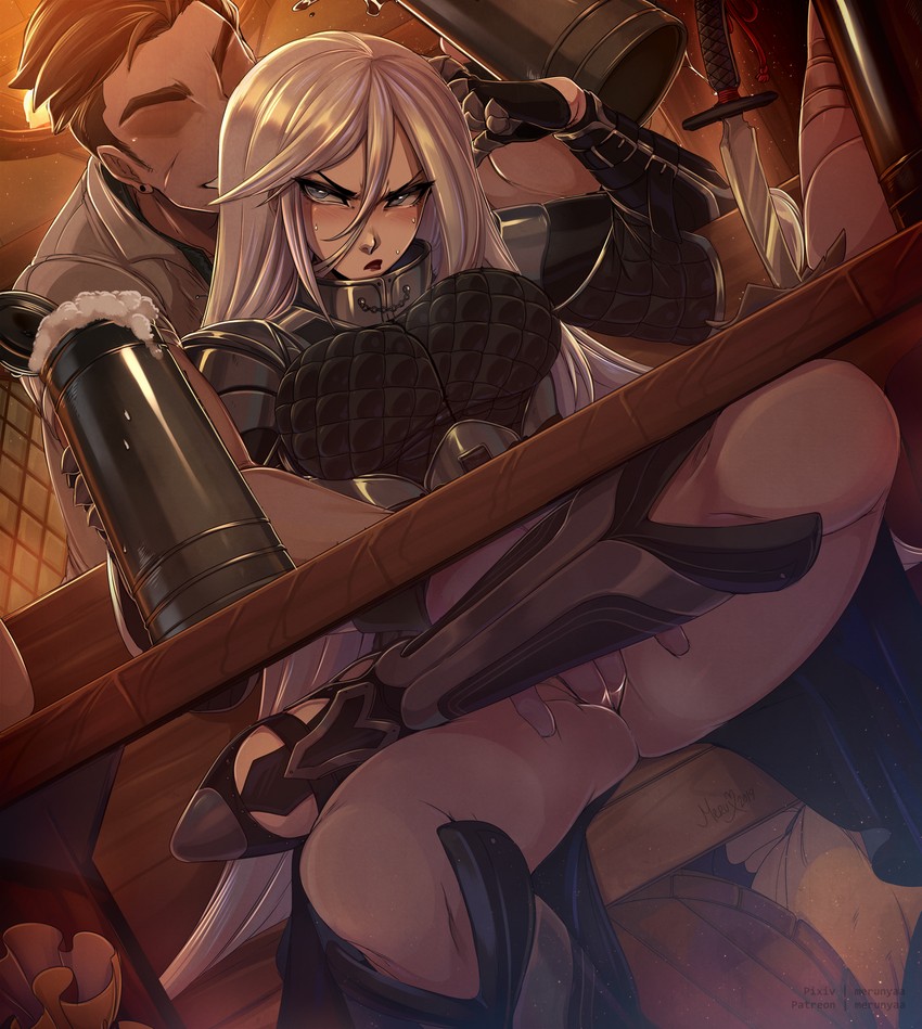warrior of light and angelise reiter (final fantasy and 1 more) drawn by merunyaa