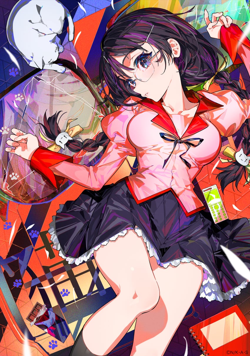 hanekawa tsubasa (monogatari and 1 more) drawn by mika_pikazo