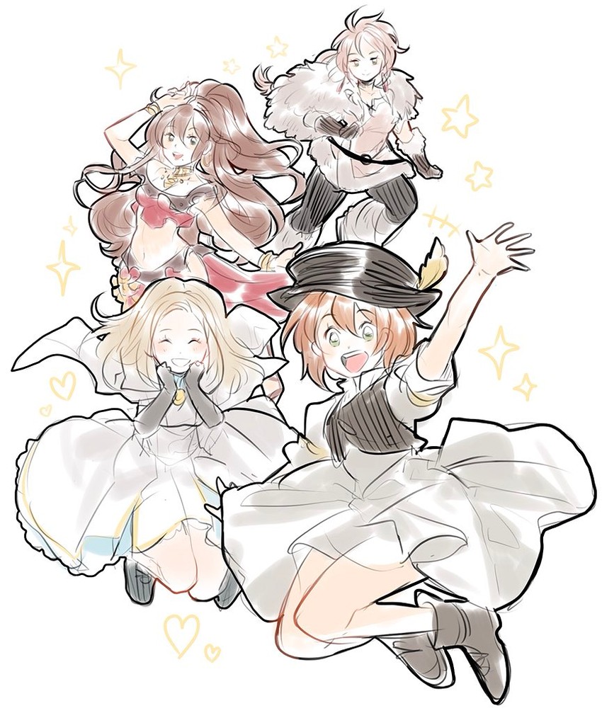 tressa colzione, ophilia clement, primrose azelhart, and h'aanit (octopath traveler and 1 more) drawn by aubz