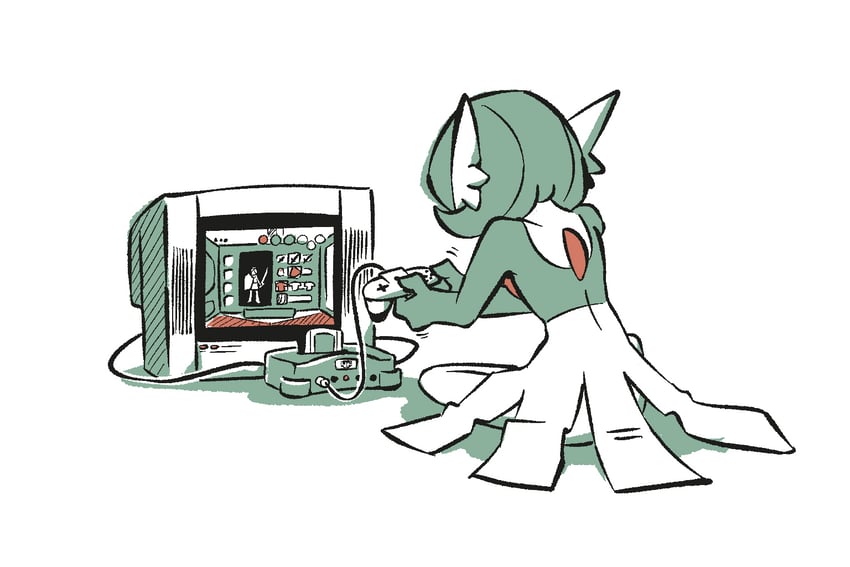 link and gardevoir (pokemon and 2 more) drawn by advos