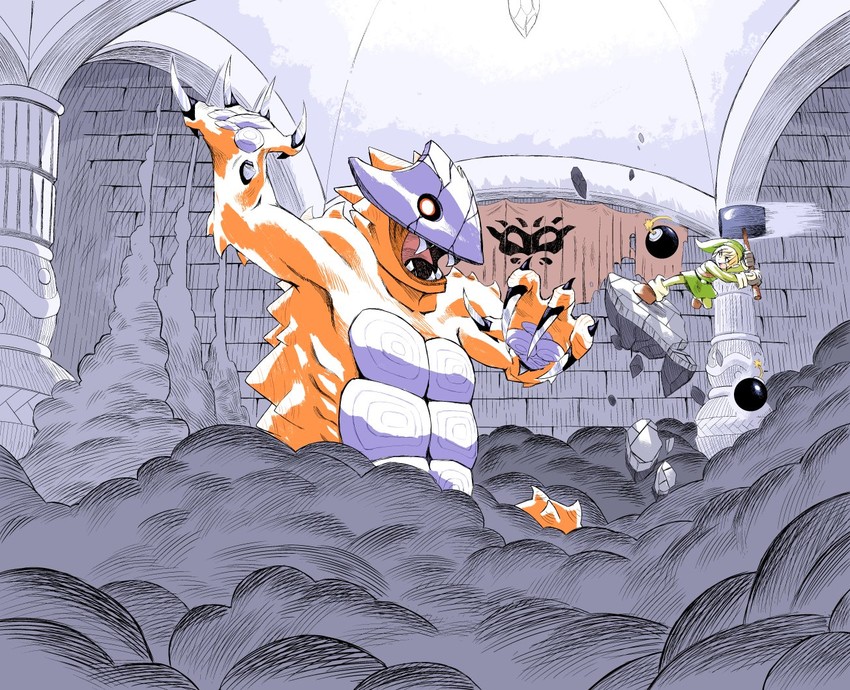link and helmasaur king (the legend of zelda and 1 more) drawn by scribblehatch