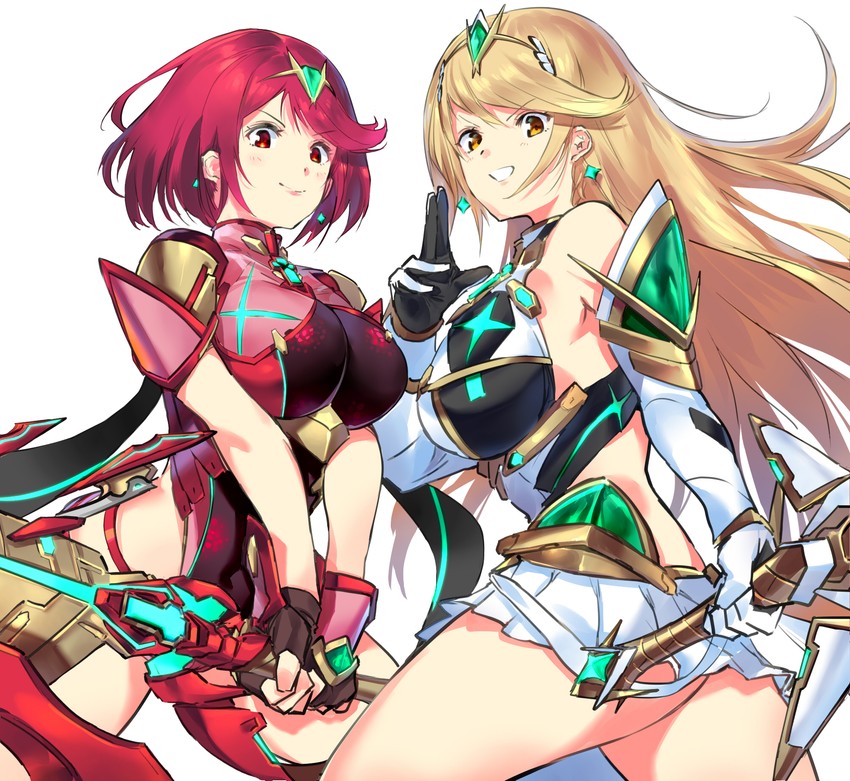pyra and mythra (xenoblade chronicles and 2 more) drawn by negresco