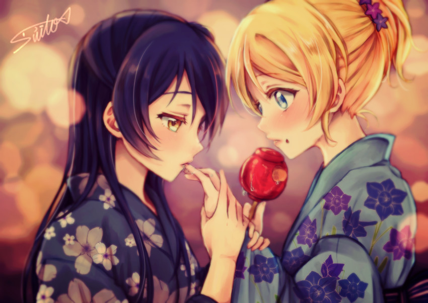 sonoda umi and ayase eli (love live! and 1 more) drawn by suito
