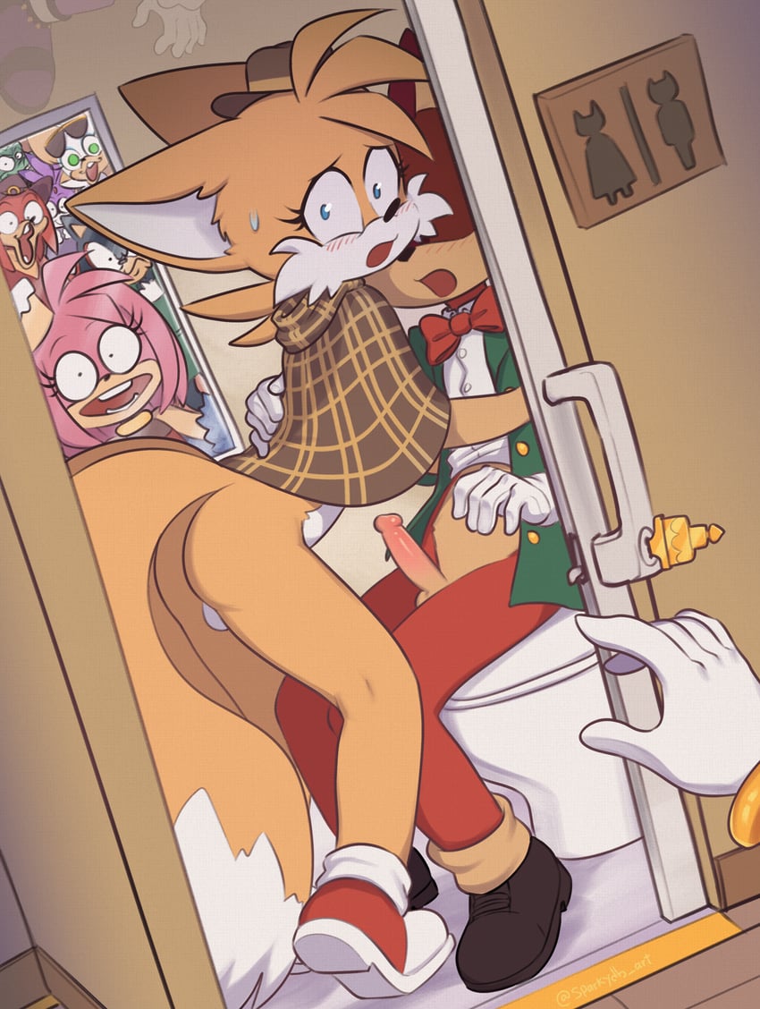 shadow the hedgehog, amy rose, blaze the cat, rouge the bat, knuckles the echidna, and 4 more (sonic and 1 more) drawn by sparkydb