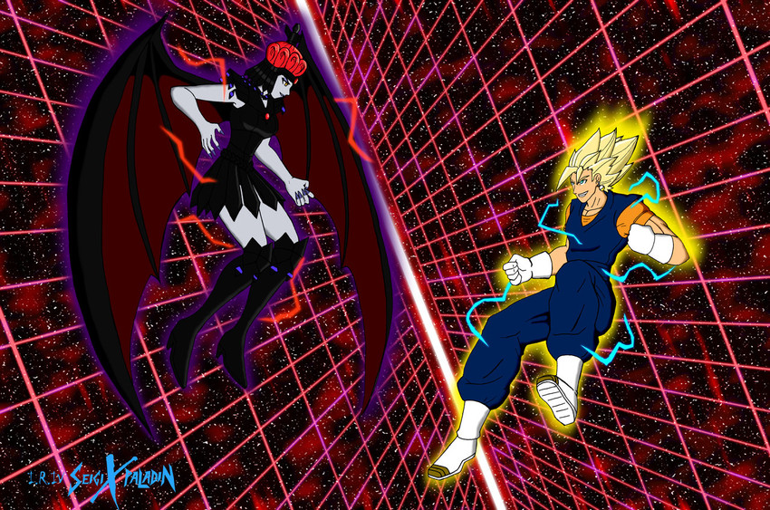 vegetto and sailor galaxia (dragon ball and 3 more) drawn by seigi-x-paladin