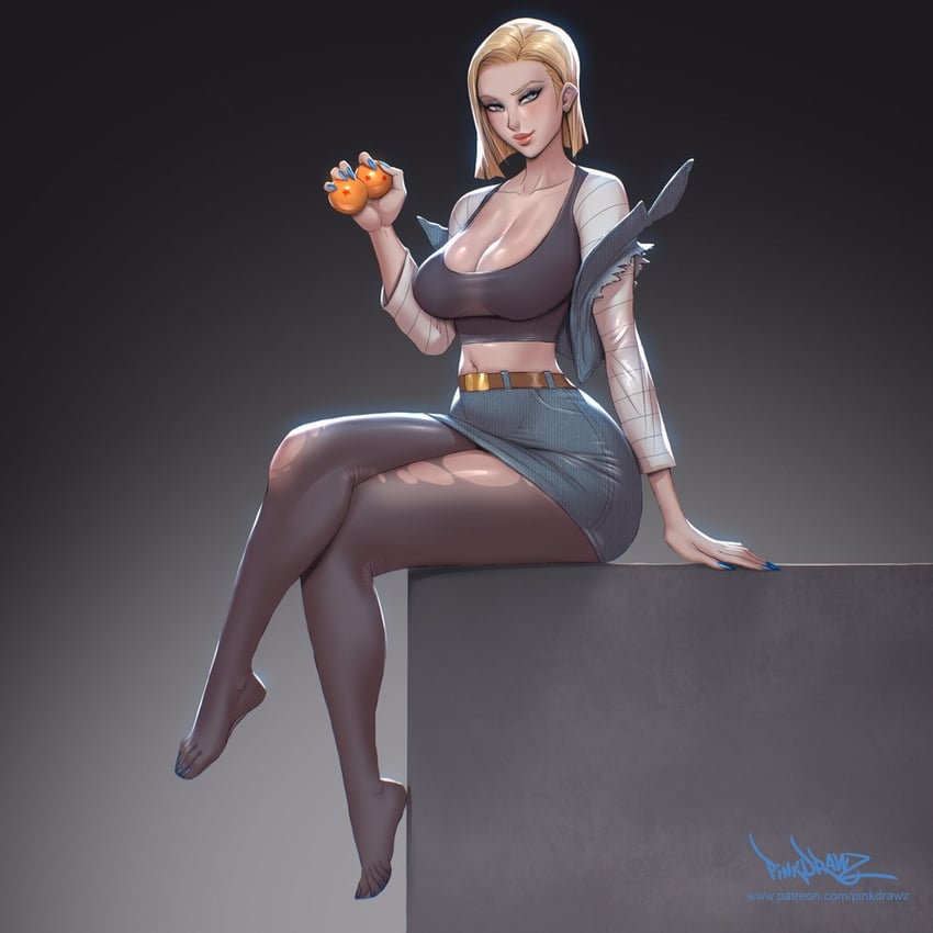 android 18 (dragon ball and 1 more) drawn by pinkdrawz
