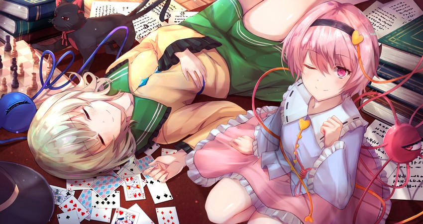komeiji koishi, komeiji satori, and kaenbyou rin (touhou) drawn by torottye