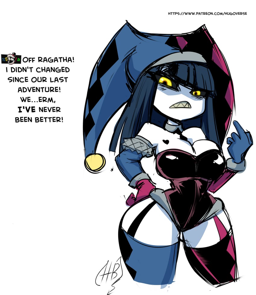 pomni and caine (the amazing digital circus) drawn by hugothetroll