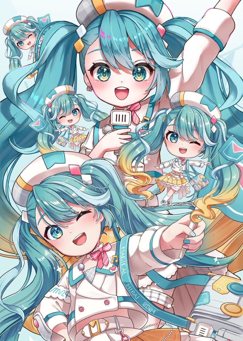 hatsune miku and magical mirai miku (vocaloid and 1 more) drawn by nekoneko_(nekohoshi_neko)