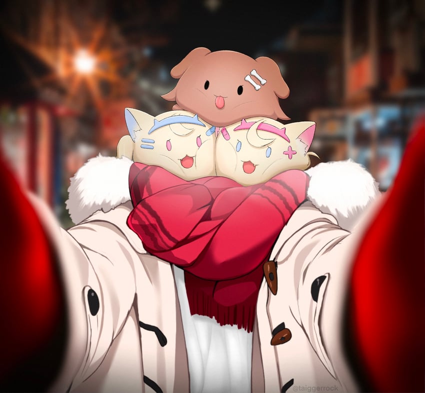 inugami korone, fuwawa abyssgard, and mococo abyssgard (hololive and 1 more) drawn by coco_(taiggerrock)