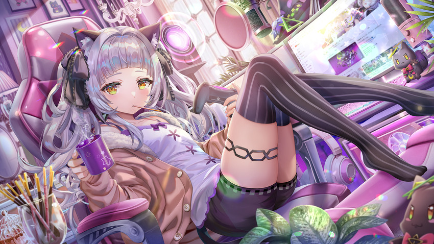 murasaki shion and shiokko (hololive) drawn by torino_aqua