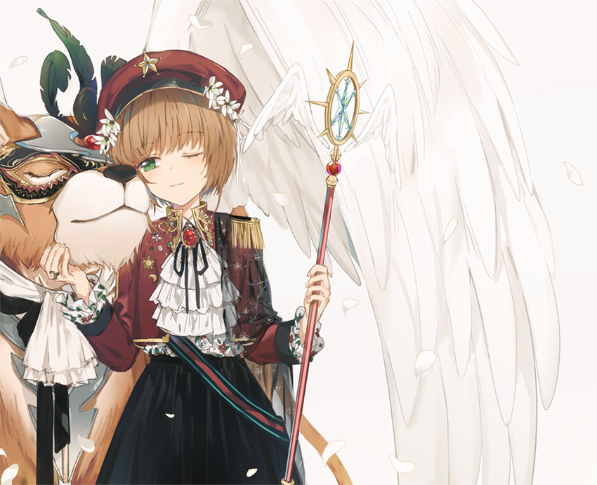kinomoto sakura, kero, and kerberos (cardcaptor sakura) drawn by dangmill