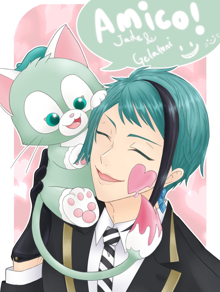 jade leech and gelatoni (twisted wonderland and 1 more) drawn by ushi_no_sei