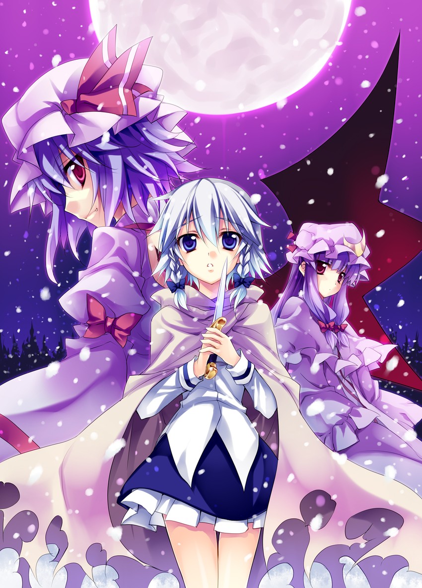 remilia scarlet, izayoi sakuya, and patchouli knowledge (touhou) drawn by minase_(dragon_panda)