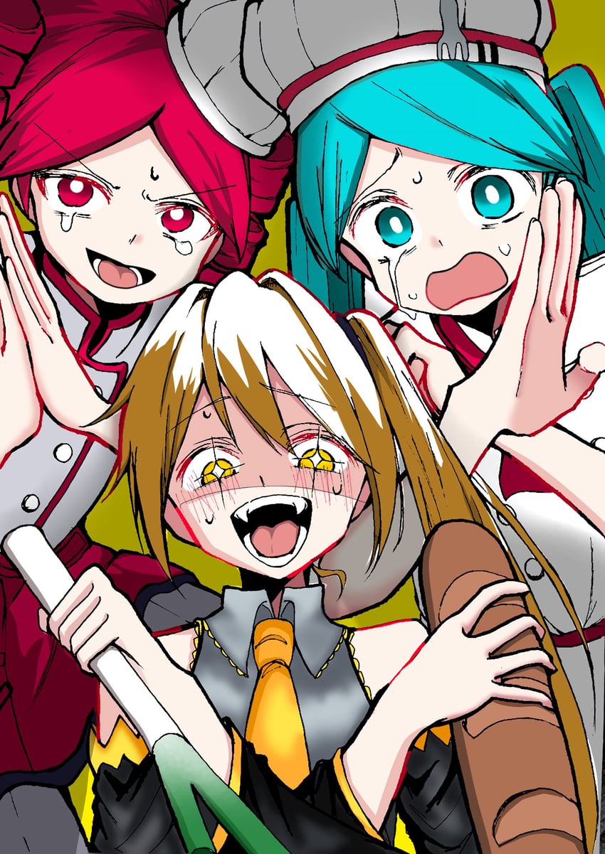 hatsune miku, kasane teto, and akita neru (vocaloid and 4 more) drawn by himatubusiniki