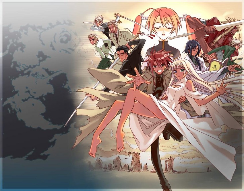 kagurazaka asuna, nagi springfield, jack rakan, albireo imma, konoe eishun, and 5 more (mahou sensei negima!) drawn by akamatsu_ken