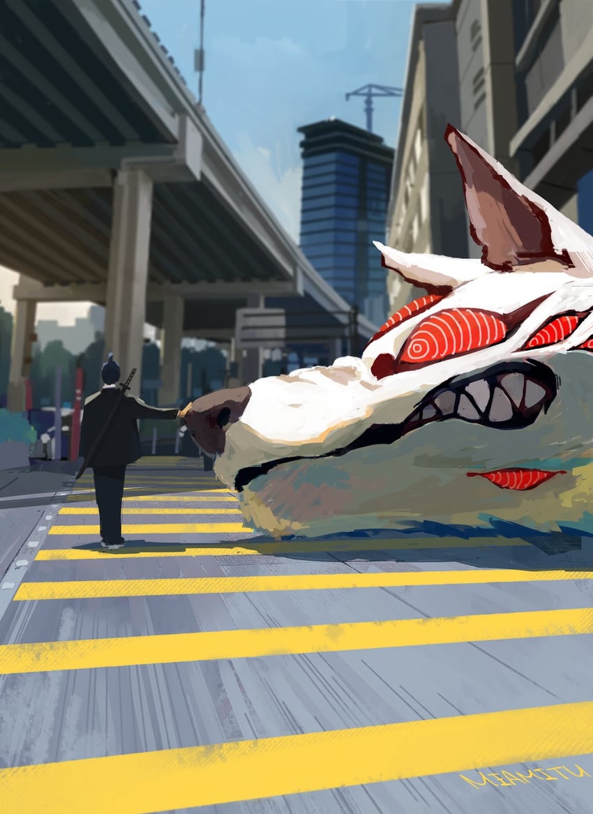 hayakawa aki and fox devil (chainsaw man) drawn by miamitu