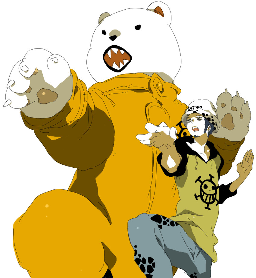 trafalgar law and bepo (one piece) drawn by kinako_(marubotan)