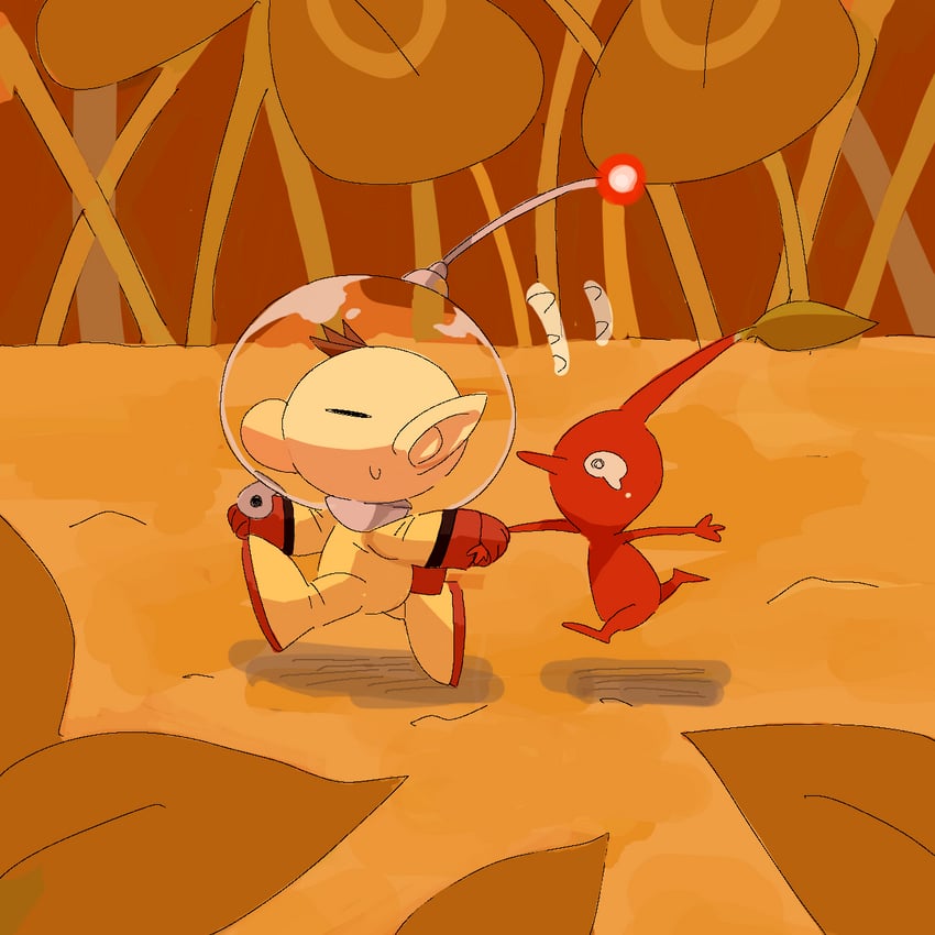 red pikmin and olimar (pikmin) drawn by chikin_(toritoritori09)
