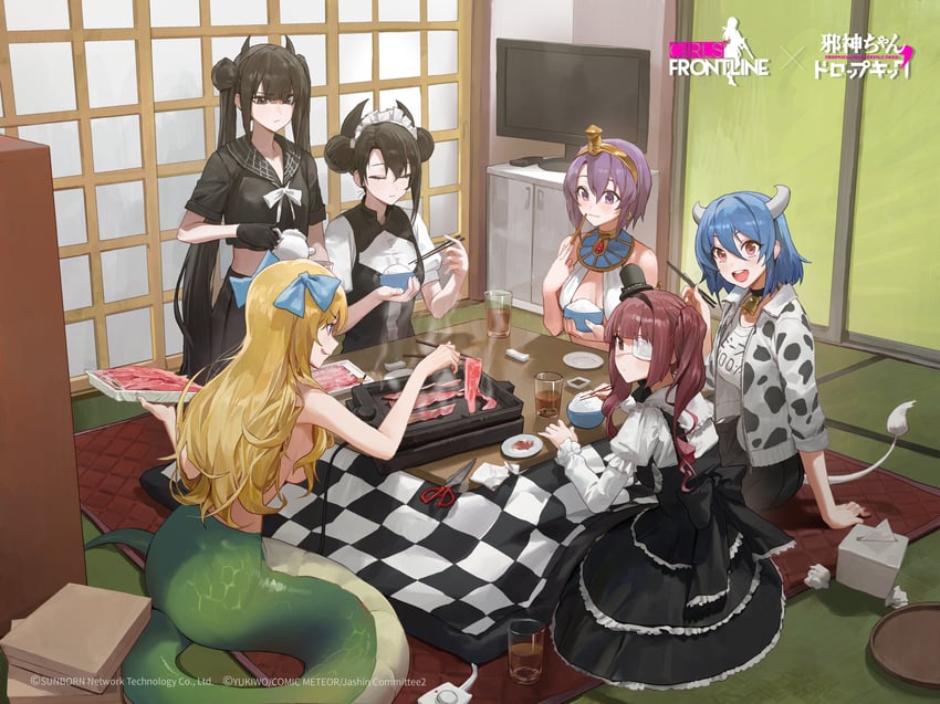 agent, jashin-chan, hanazono yurine, ouroboros, minos, and 1 more (girls' frontline and 1 more)