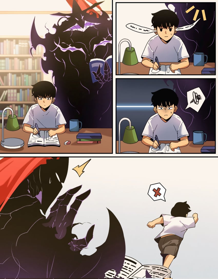 igris and sung suho (solo leveling) drawn by momo_fanart