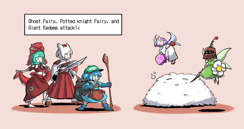 inubashiri momiji, kawashiro nitori, and kagiyama hina (touhou) drawn by oysterfried