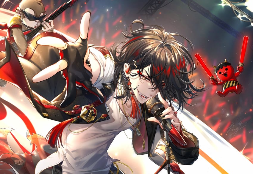 vox akuma, oni giri, and baba (nijisanji and 1 more) drawn by kingchenxi
