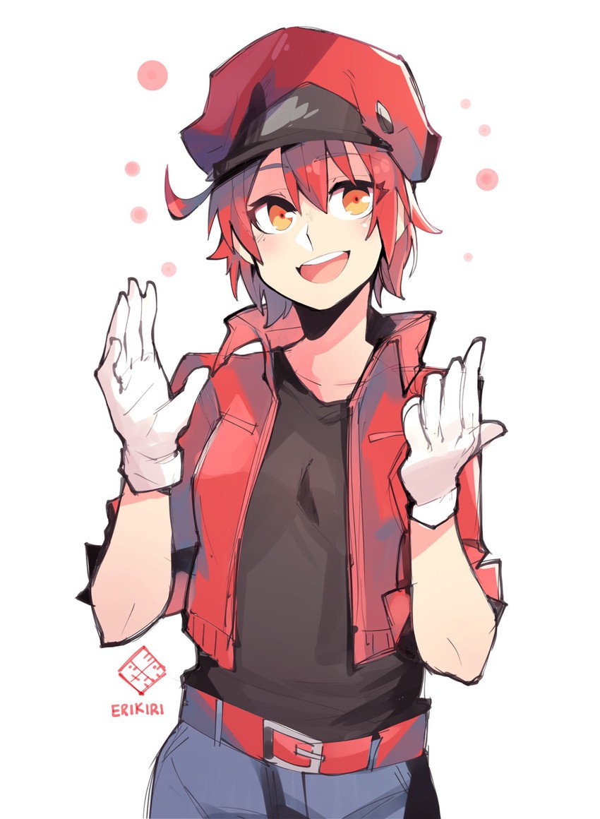 red blood cell and ae-3803 (hataraku saibou) drawn by eri_(erikiri)