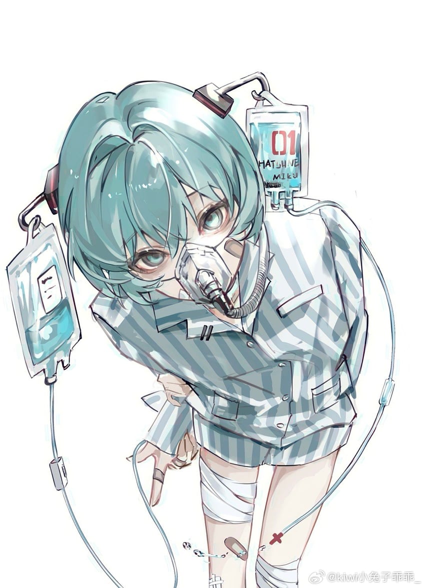 hatsune miku and sick miku (vocaloid) drawn by xiao_tuzi_guaiguai