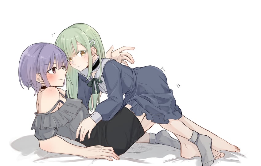 wakaba mutsumi and yuutenji nyamu (bang dream! and 1 more) drawn by kaeru_(kaeee41917105)