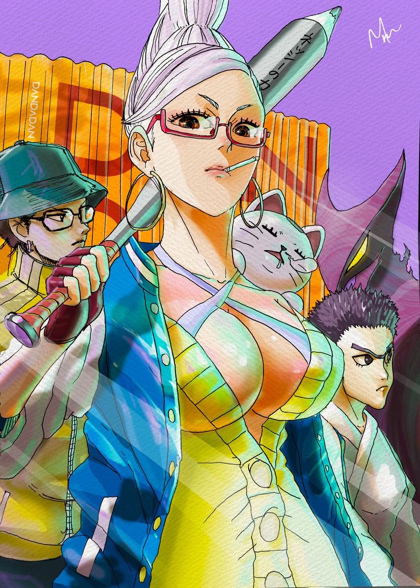 turbo granny, ayase seiko, manjiro, payase, and kashimoto (dandadan) drawn by d_design_oku