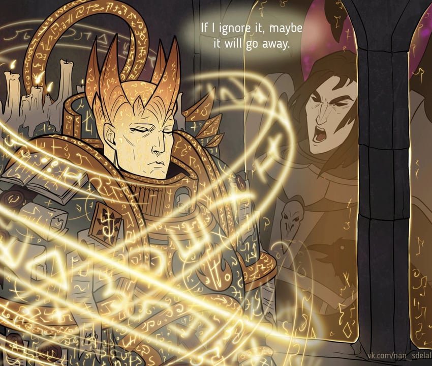 corvus corax and lorgar aurelian (warhammer 40k) drawn by natalia_kikicheva