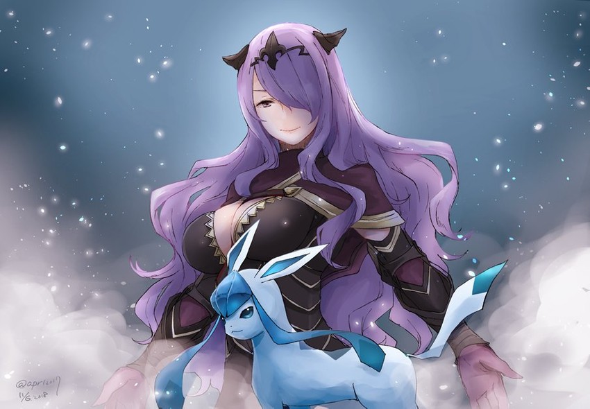 glaceon and camilla (pokemon and 2 more) drawn by robaco
