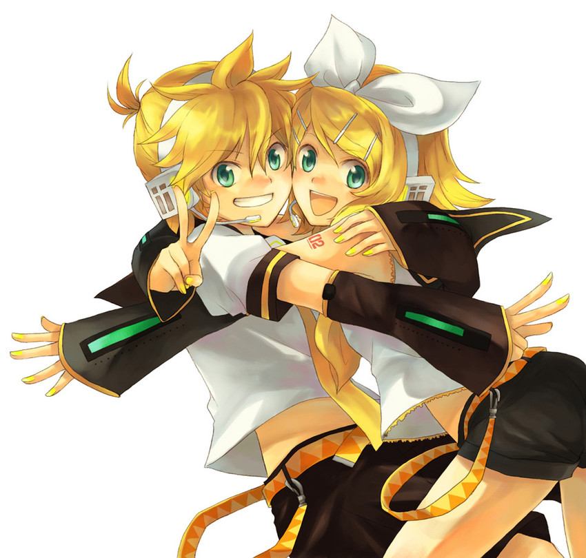 kagamine rin and kagamine len (vocaloid) drawn by hana_(mew)