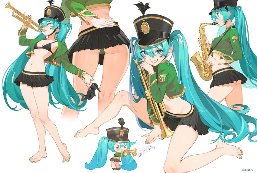 hatsune miku (vocaloid and 1 more) drawn by dnaitari