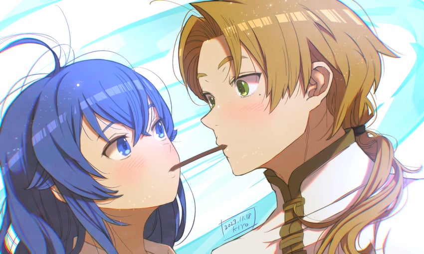 roxy migurdia and rudeus greyrat (mushoku tensei) drawn by kiyo_(a_sam_ko)