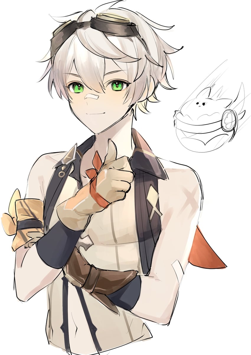 jumpy dumpty and bennett (genshin impact) drawn by ebibi_chiriri