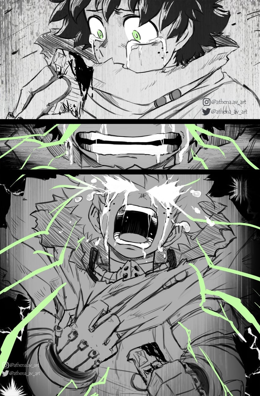 midoriya izuku and all might (boku no hero academia) drawn by athena_av