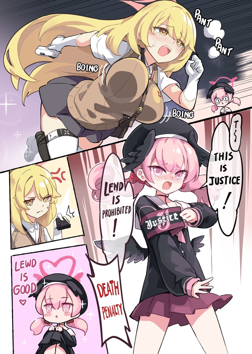 koharu and shokuhou misaki (blue archive and 2 more) drawn by hm_(hmongt)