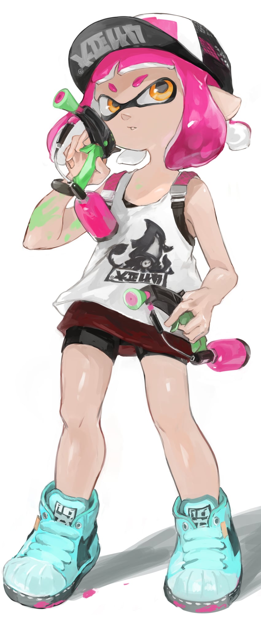 inkling player character and inkling girl (splatoon) drawn by ga4me4