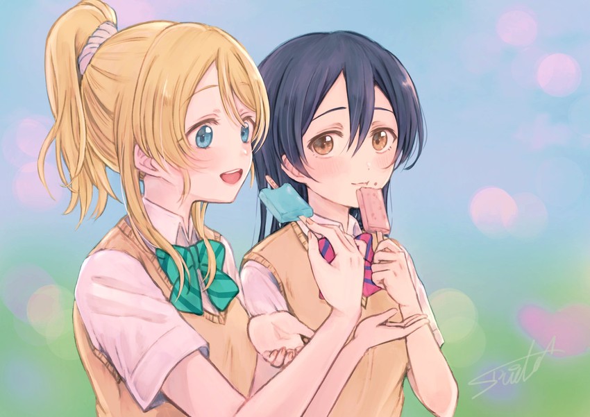 sonoda umi and ayase eli (love live! and 1 more) drawn by suito