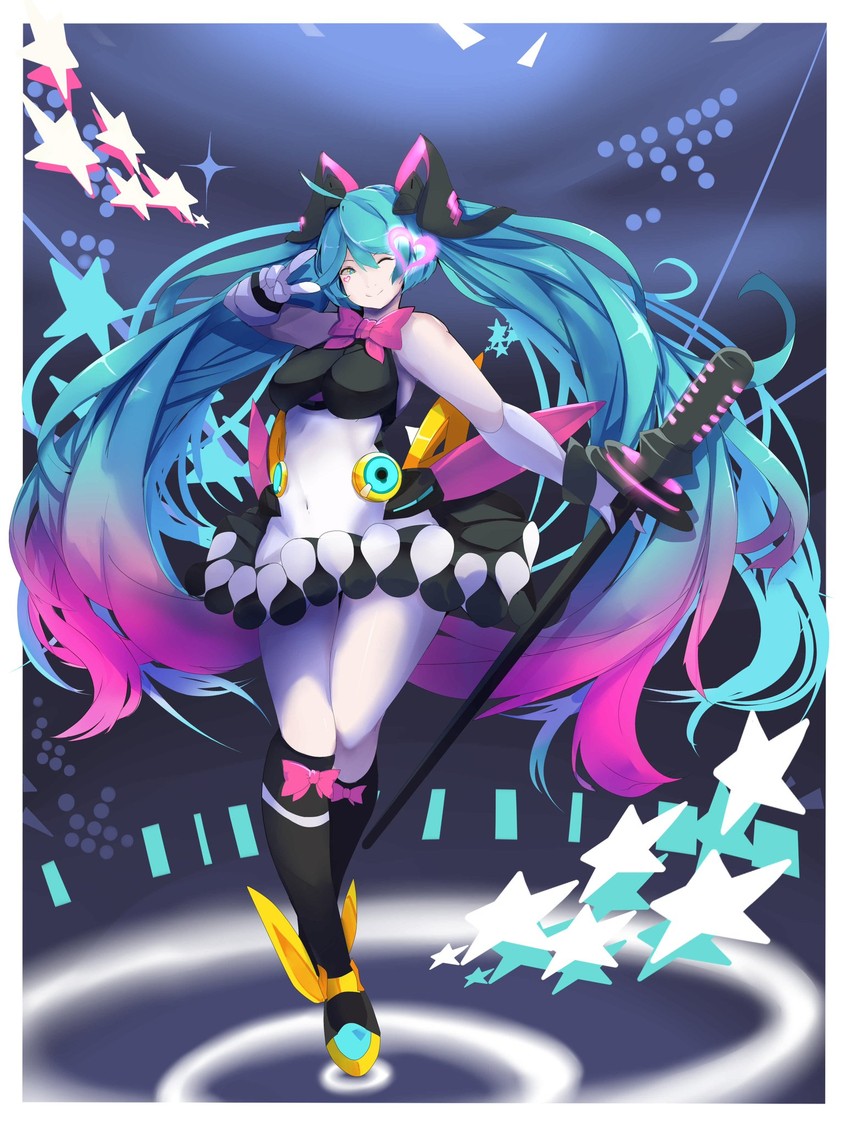 hatsune miku and magical mirai miku (vocaloid and 1 more) drawn by ypf93